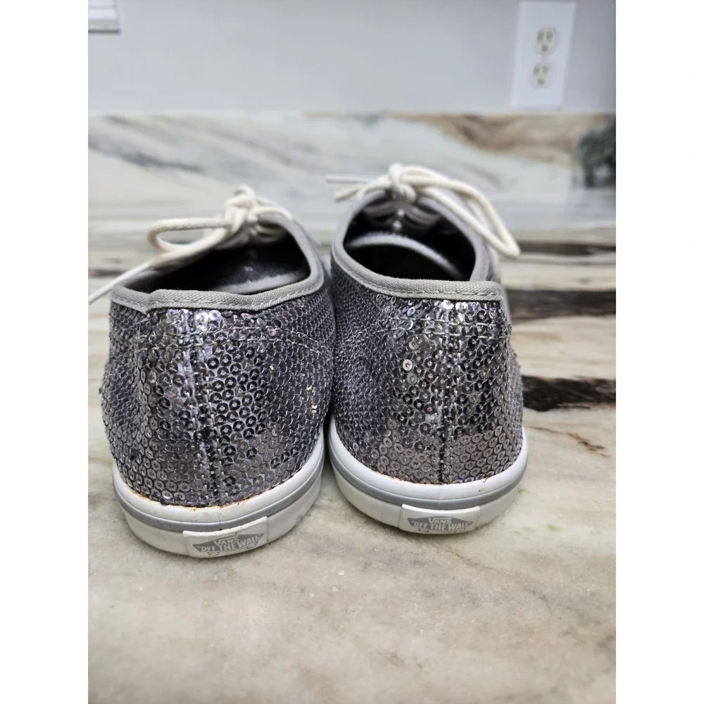 VANS Off The‎ Wall Silver Sequin Skate Tennis Shoe Sneaker Women 8 Mens 6.5
